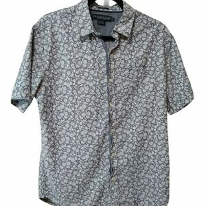 US Polo Assn Floral Patterned Men's Collard Short Sleeve Shirt Pocket Medium